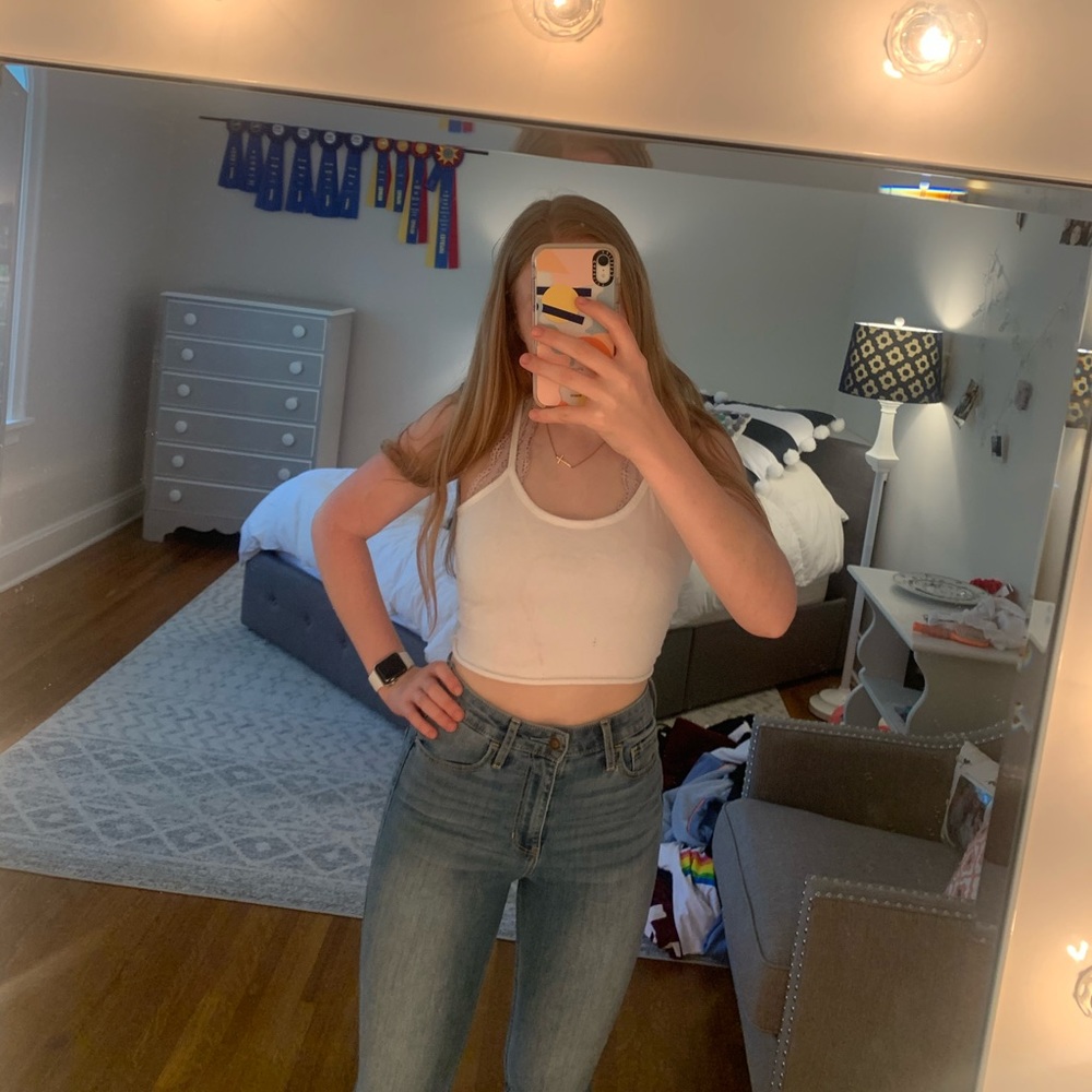 White cropped tank top